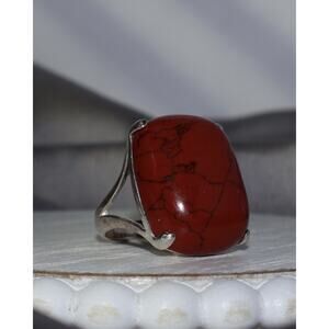 Vintage Sterling Silver Semi Precious Stone Ring 10.5G / Sz 7